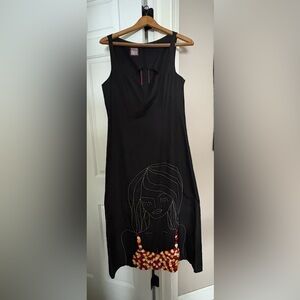 Chic Black Artistic Midi Dress